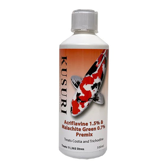 Koi &amp; Pond Treatments - Kusuri Acriflavine and Malachite Premix - Kusuri - Kitsu Koi -